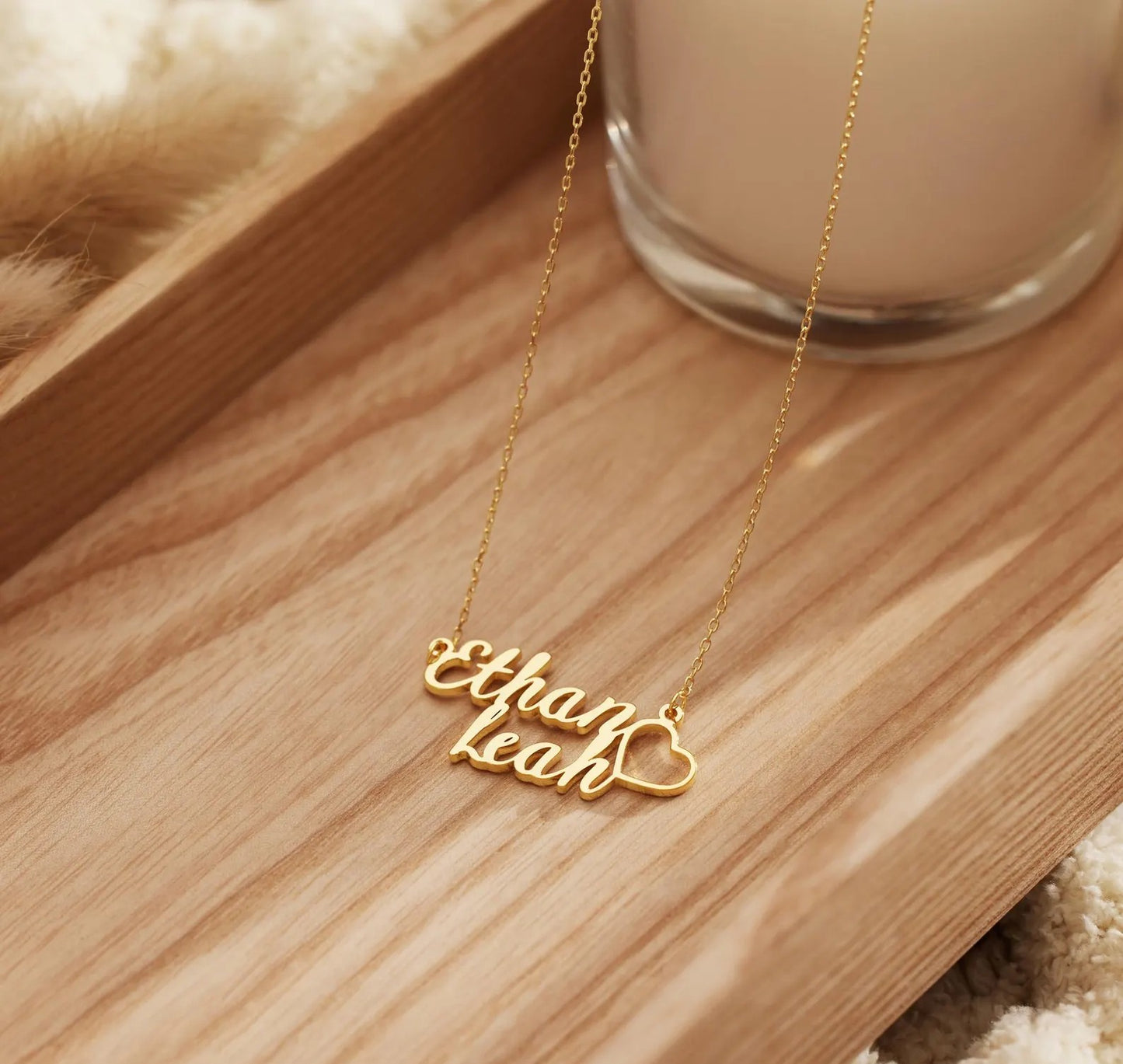 Collier Deux Prénoms avec Cœur Intégré