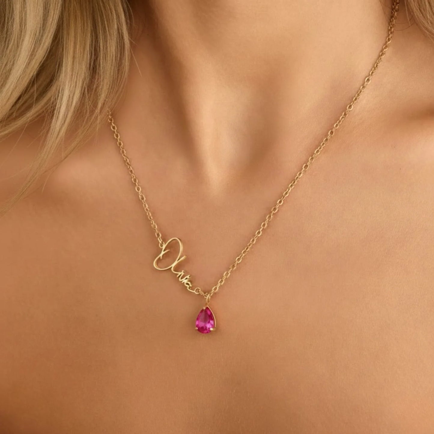 Collier Prénom avec Pierre de Naissance