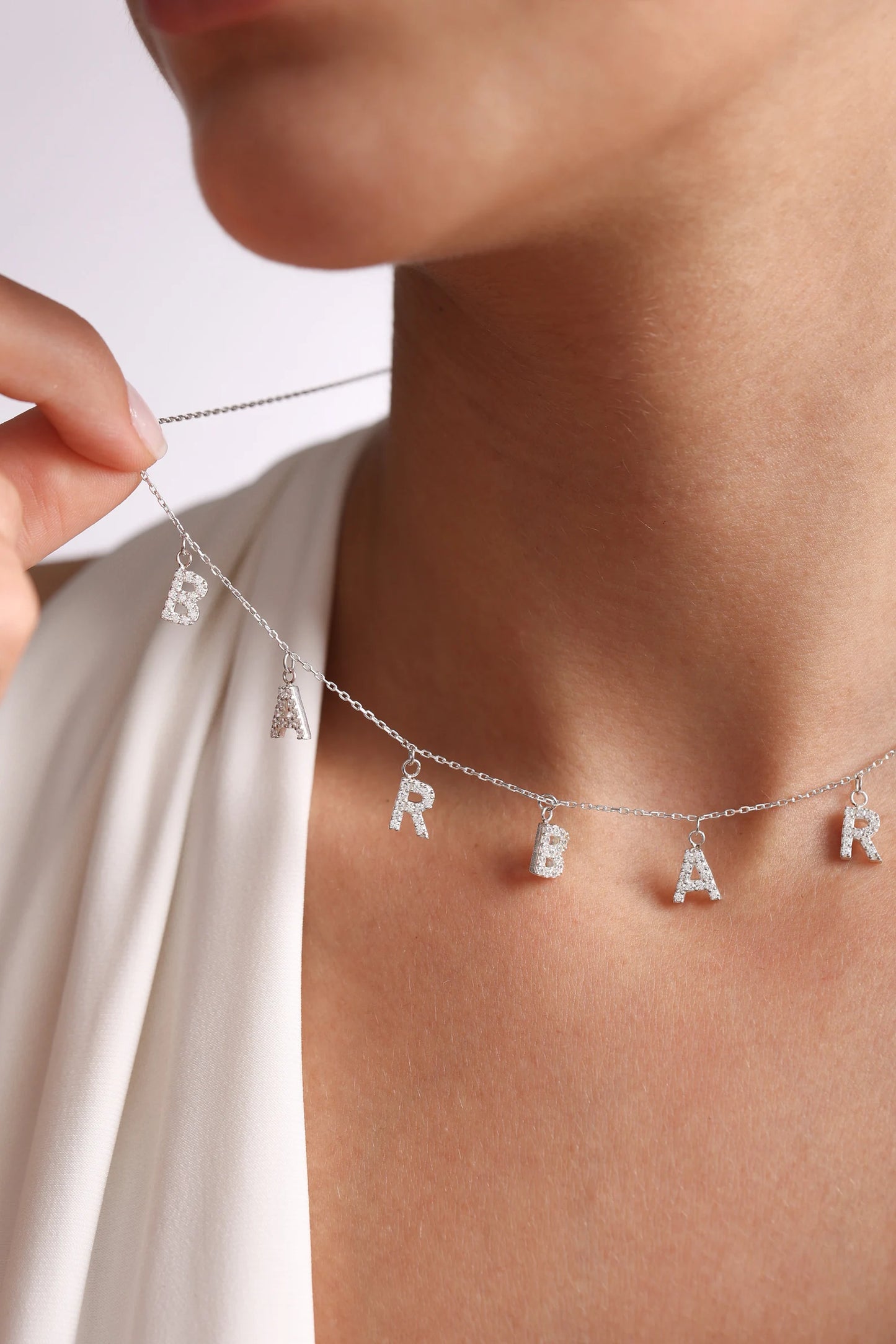 Collier Lettres Pendantes Strass