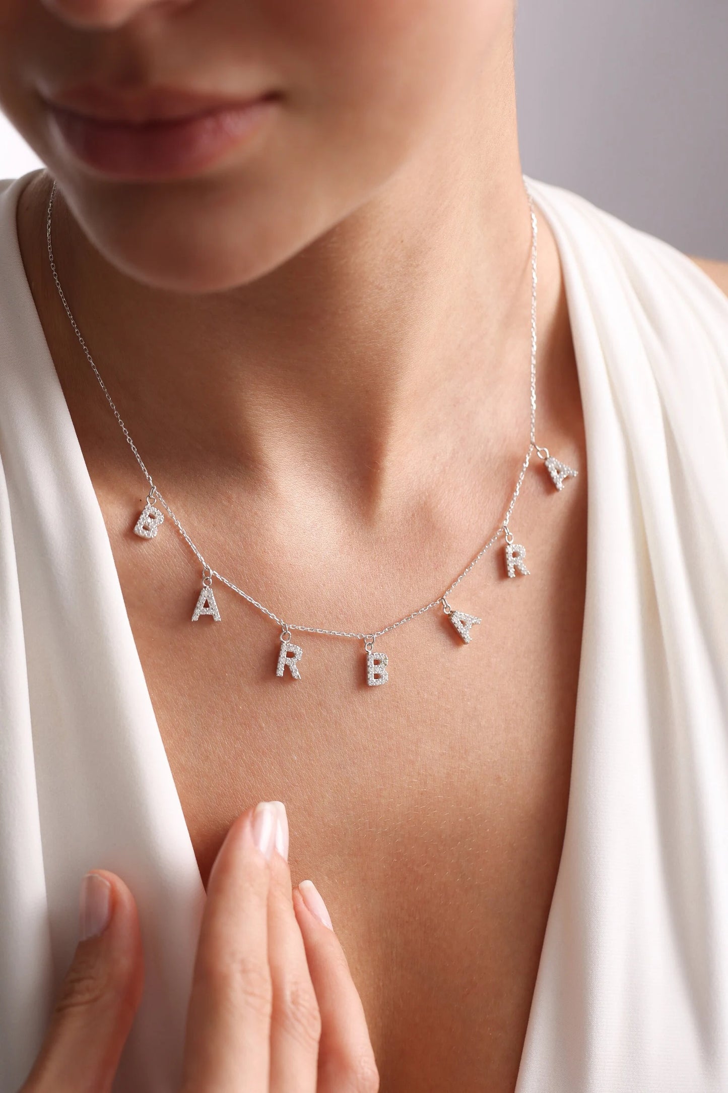 Collier Lettres Pendantes Strass