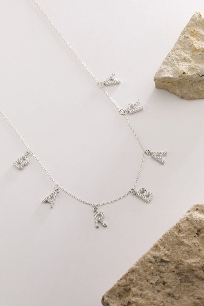 Collier Lettres Pendantes Strass