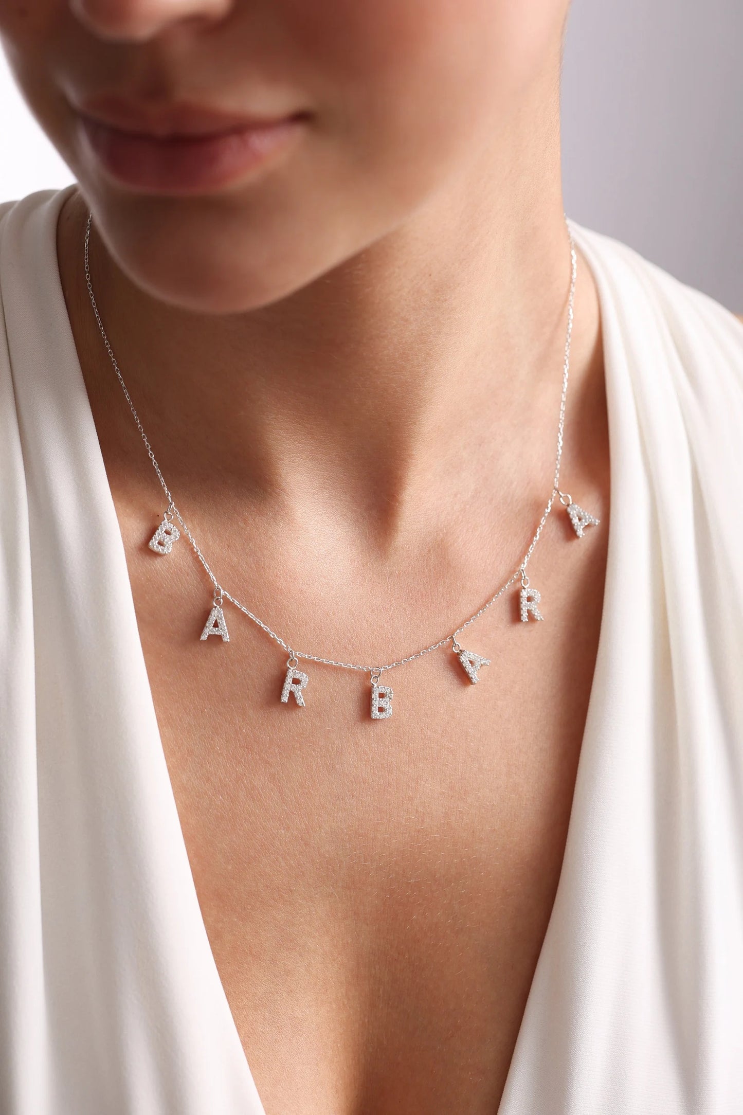 Collier Lettres Pendantes Strass