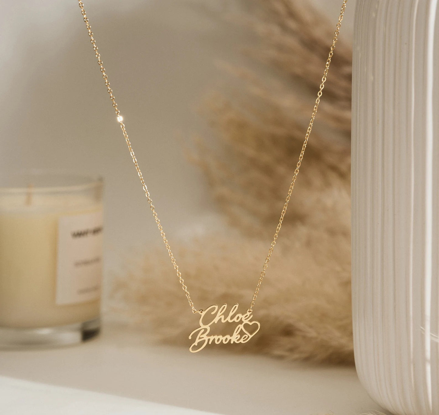 Collier Deux Prénoms avec Cœur Intégré