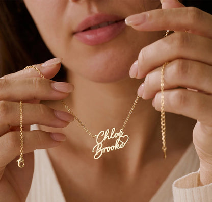 Collier Deux Prénoms avec Cœur Intégré