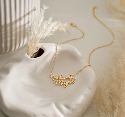 Collier Deux Prénoms avec Cœur Intégré