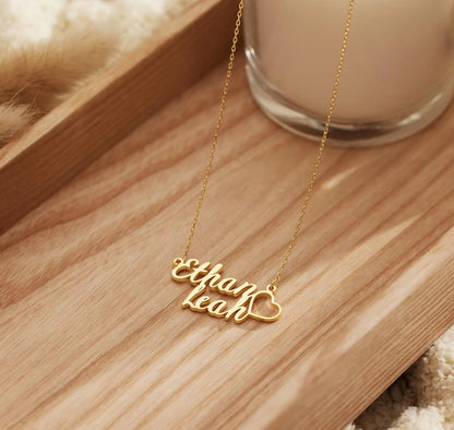 Collier Deux Prénoms avec Cœur Intégré